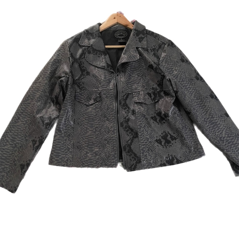Snake Print Faux Leather Jacket